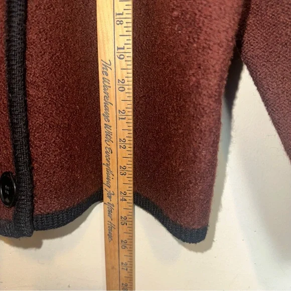 Vintage Herman Geist Brown Double Breasted 100% Wool Brown Cardigan Size Medium - Picture 7 of 7